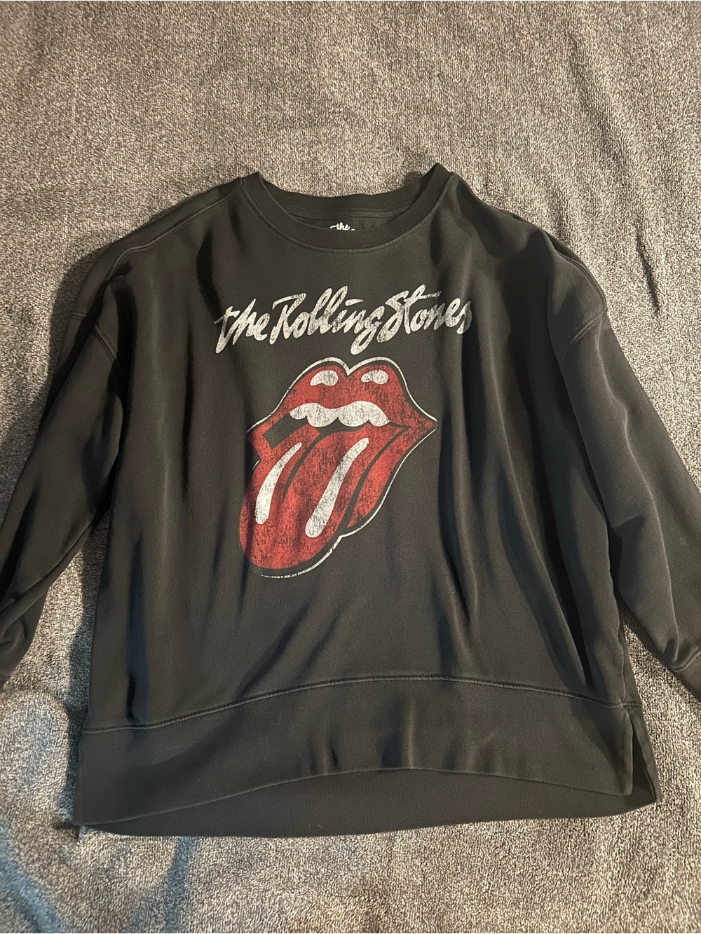 The Rolling Stones Black Graphic Sweatshirt with Red Tongue Logo